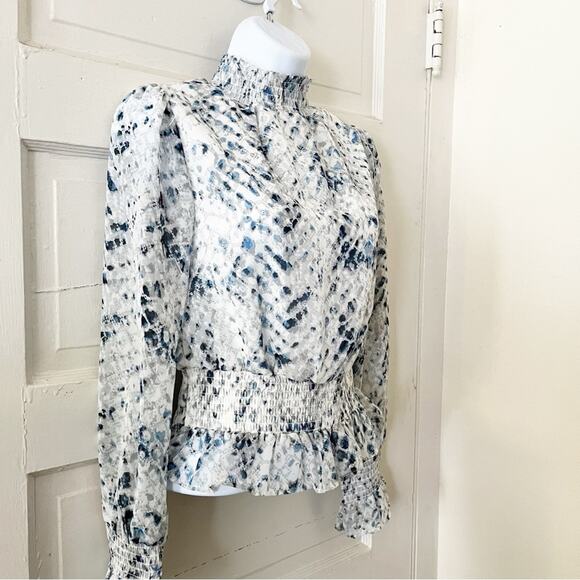 JAPNA Blue & White Patterned Blouse, XS - Picture 4 of 8